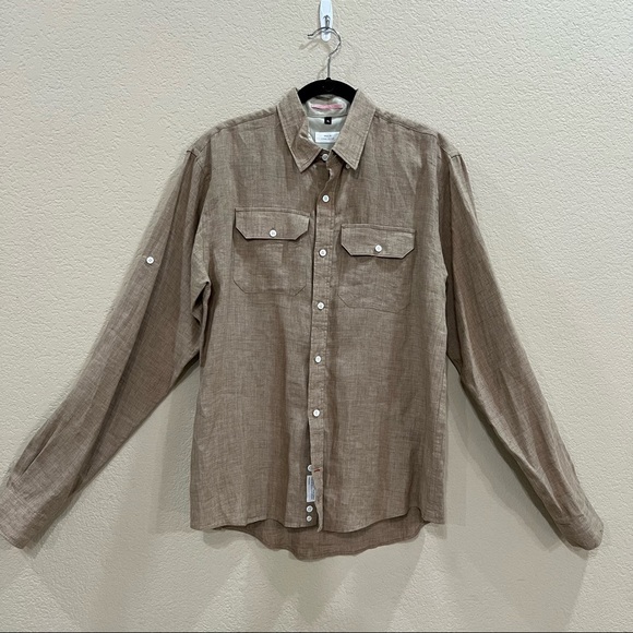 Apolis Global Citizen Military Woven Button Linen Work LS Shirt Men’s XL Office - Picture 1 of 10